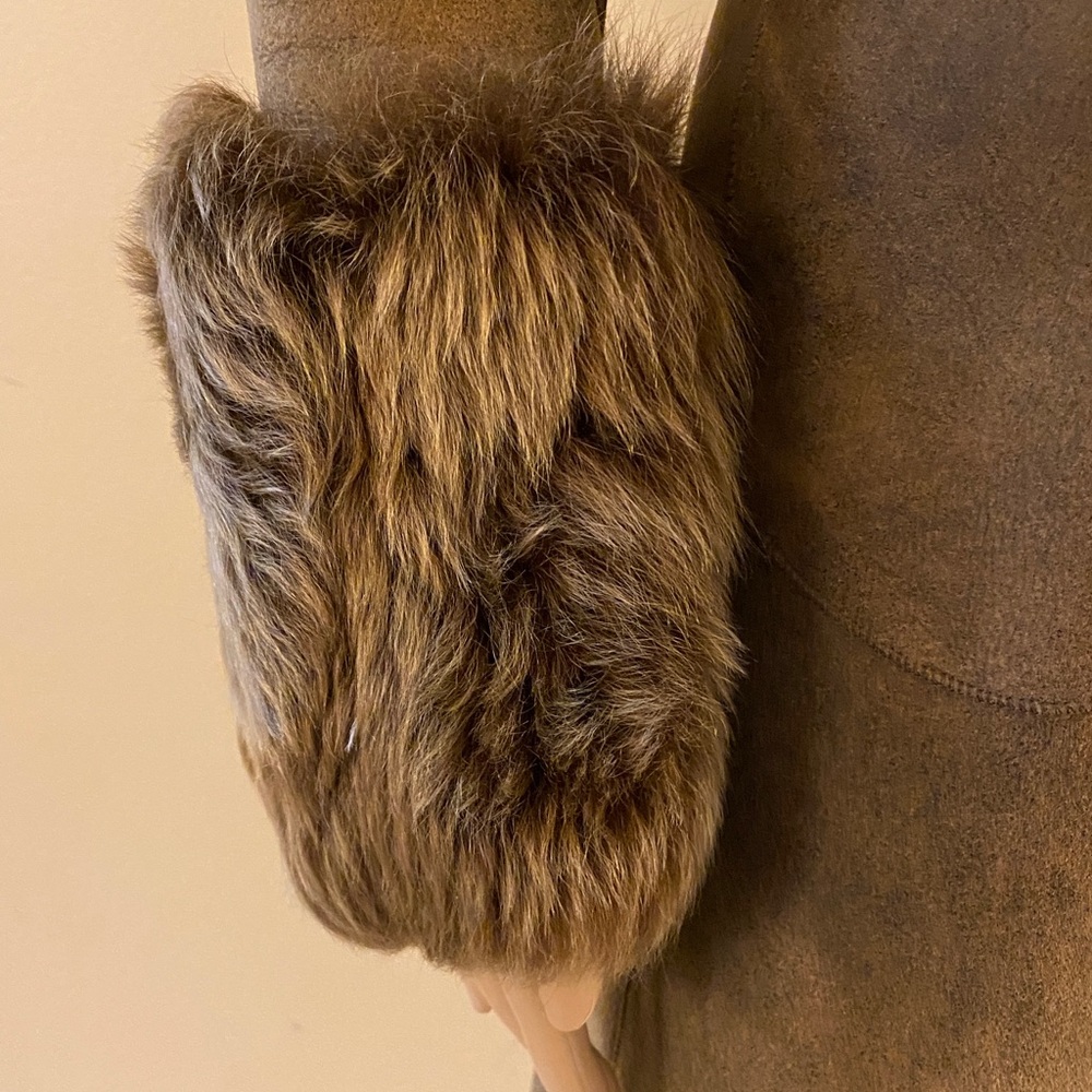Brown shearling coat, no label, size XXS - Picture 3 of 5